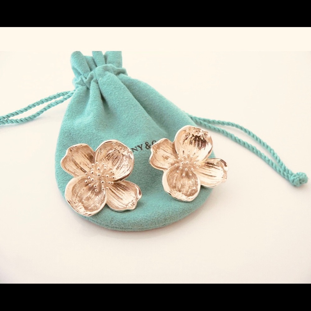 Tiffany &co dogwood flower earrings xl